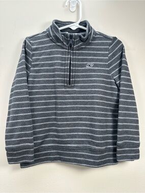 Vineyard Vines Toddler Graphite Gray Saltwater Striped Quarter Zip Pullover, 4T
